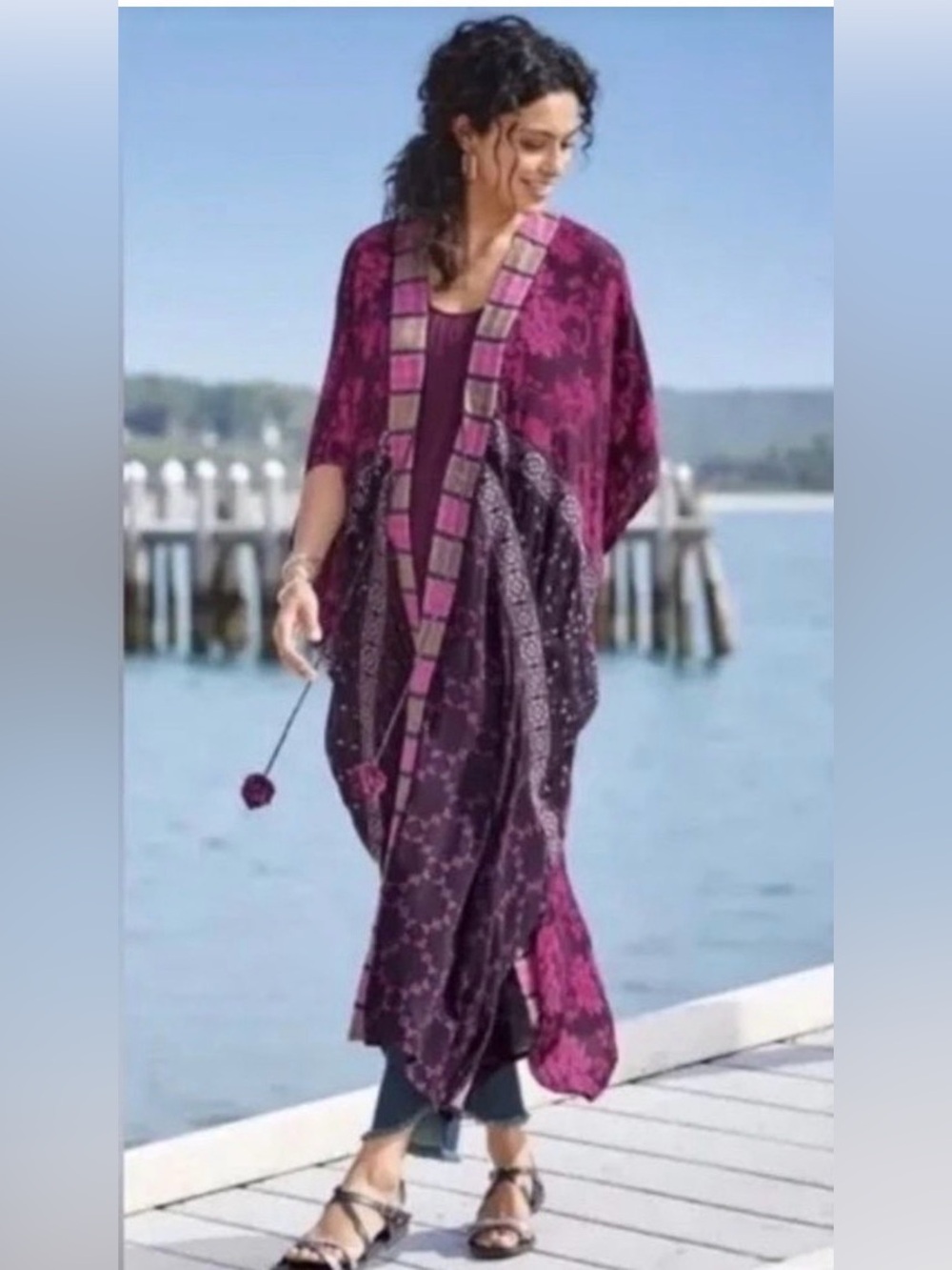 NWOT Soft Surroundings Callie Long Kimono Cardigan - Picture 7 of 7